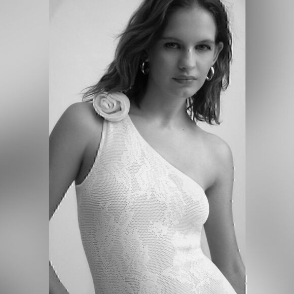 ANTHROPOLOGIE Ronny Kobo Owena One Shoulder Texture Gown Maxi Dress M Read Below - Picture 6 of 12